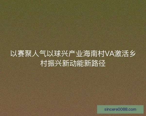 以赛聚人气以球兴产业海南村VA激活乡村振兴新动能新路径